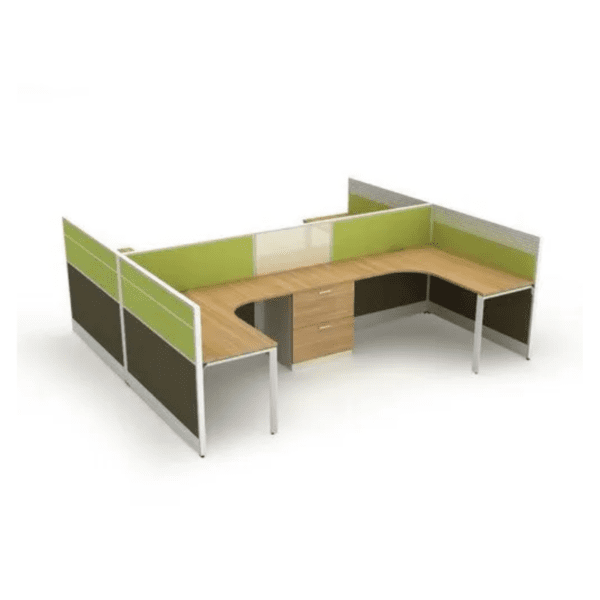 Curve Leaner Workstation ,4 person with Partition with Leg
