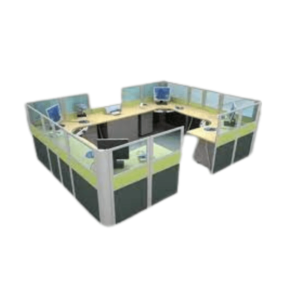 Curve Leaner Workstation ,4 person with Partition Cubical