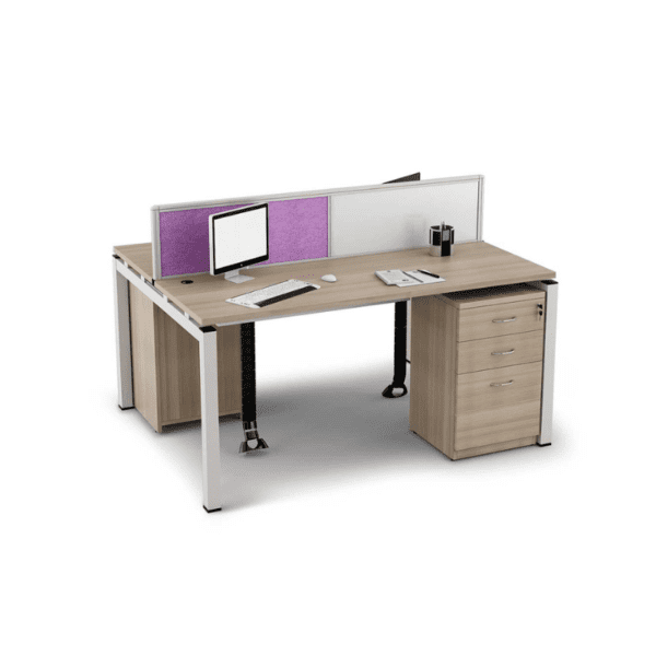 Desking System 2 Seater With Partition Mirror