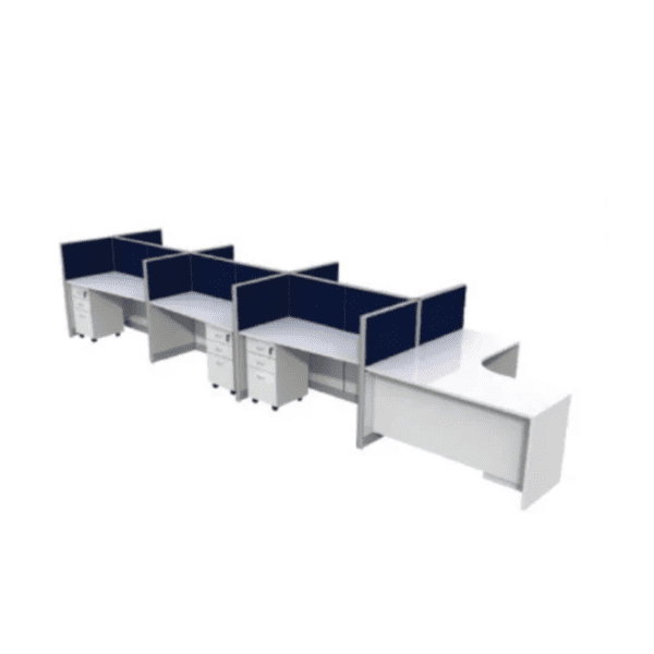 Leaner Workstation ,6 Person Mirror with Table