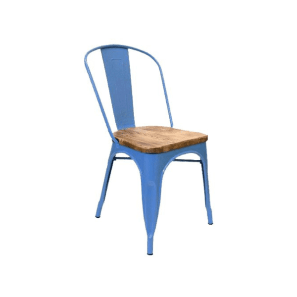 Cafeteria Chair Metal Wooden Seat